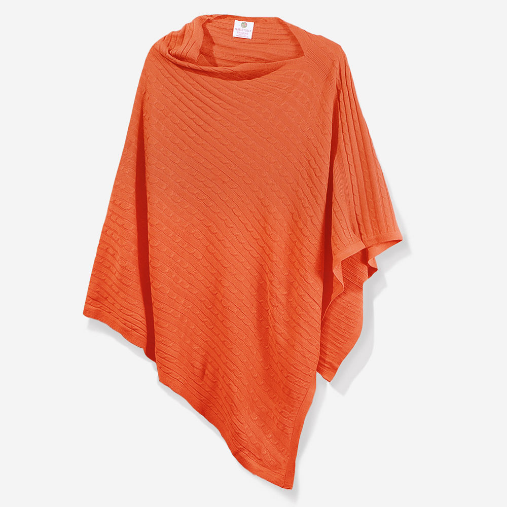 rust striped monogrammed poncho with leather purse