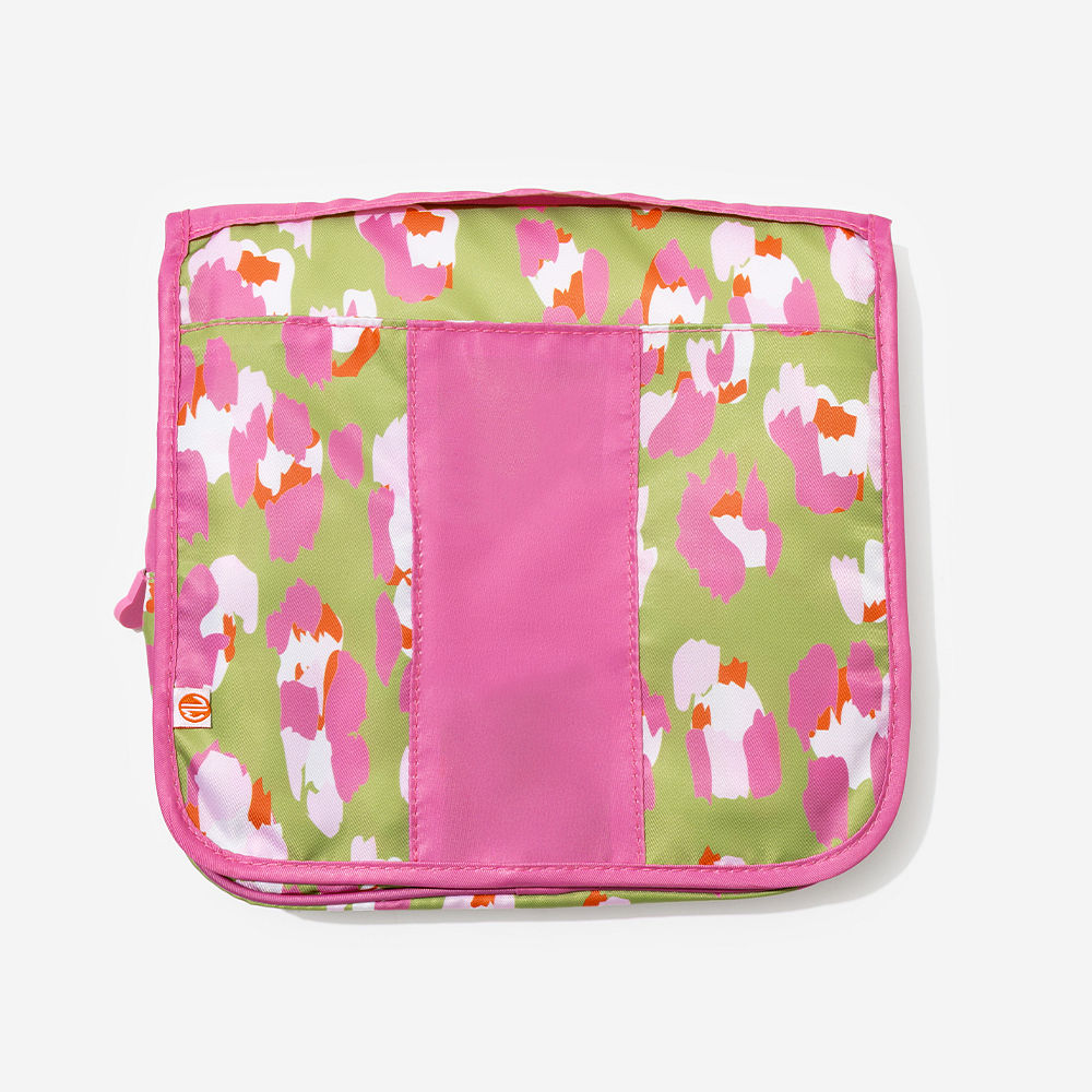 classic cheetah packable hanging travel case with shoulder tote and phone wallet wristlet