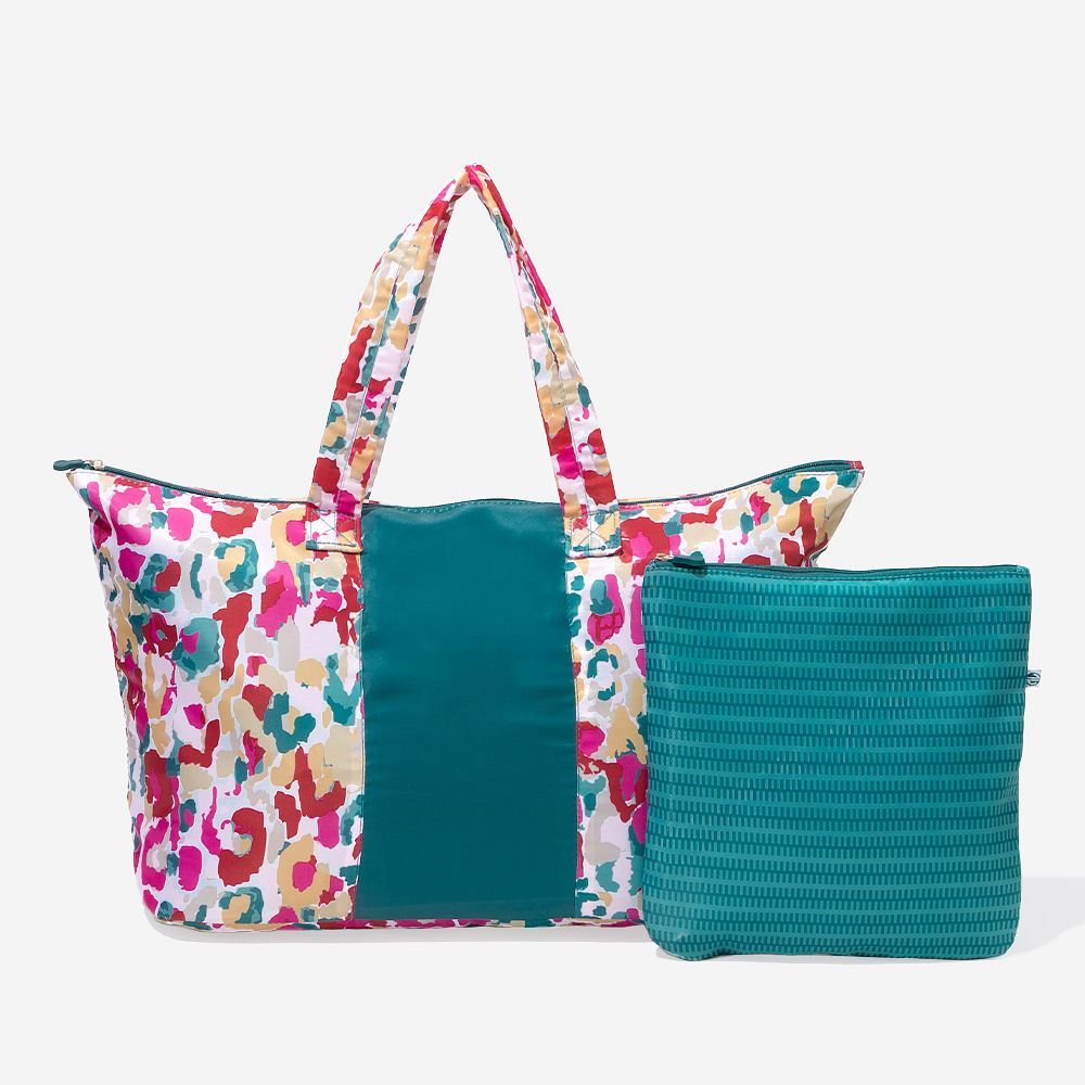 Monogrammed Packable Weekend Duffel Bag | Autumn Watercolor Cheetah