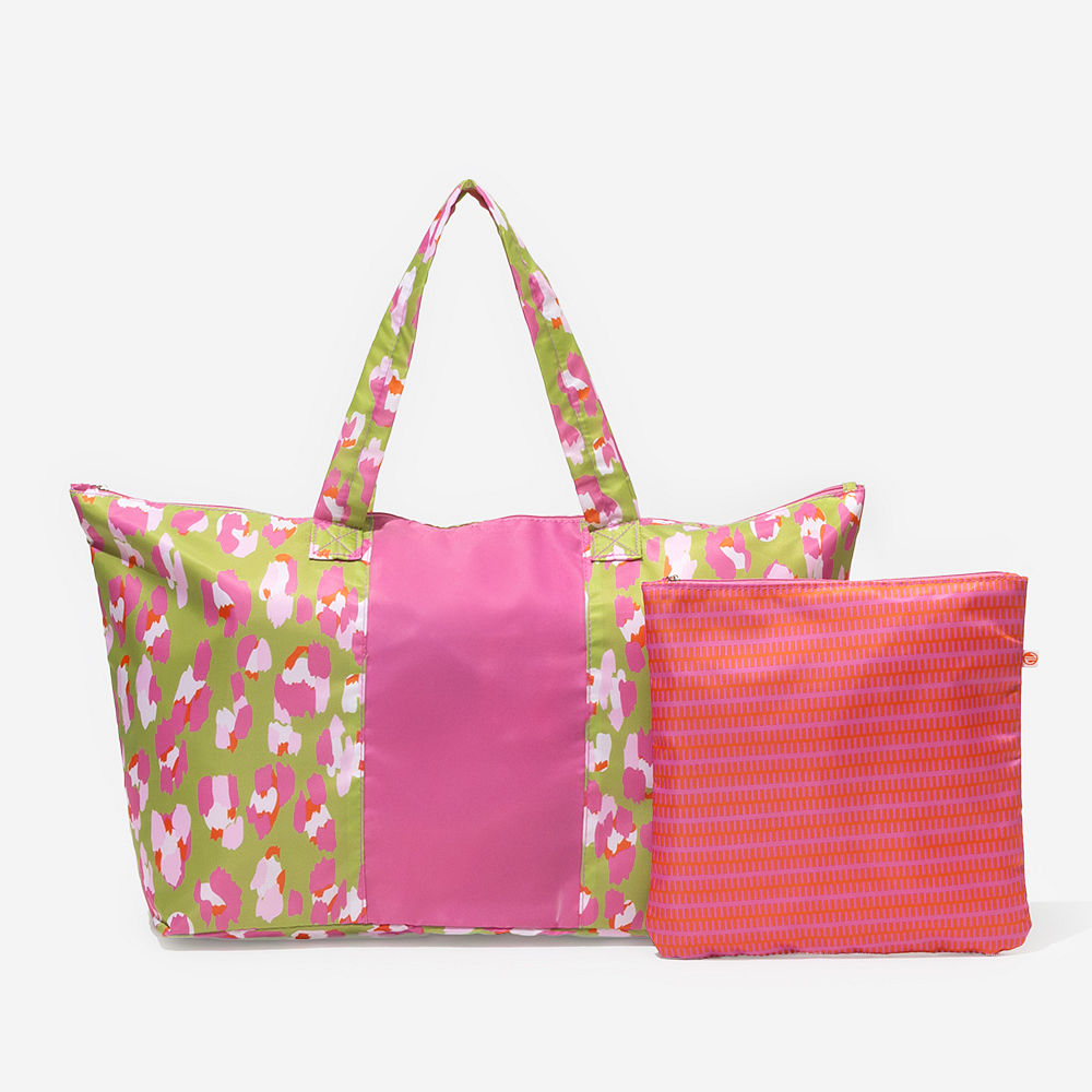 black packable duffel bag in car