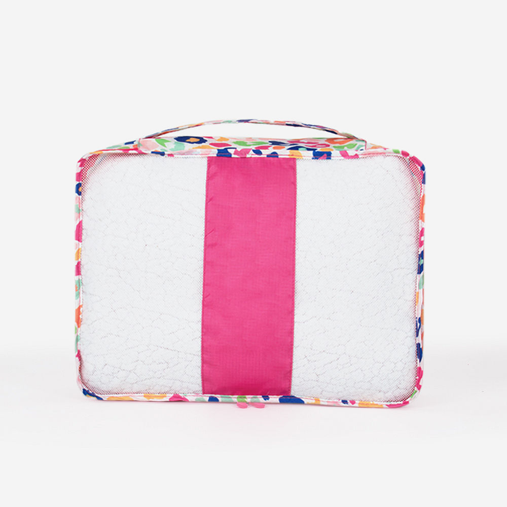 colorful marble packing bag with shoes