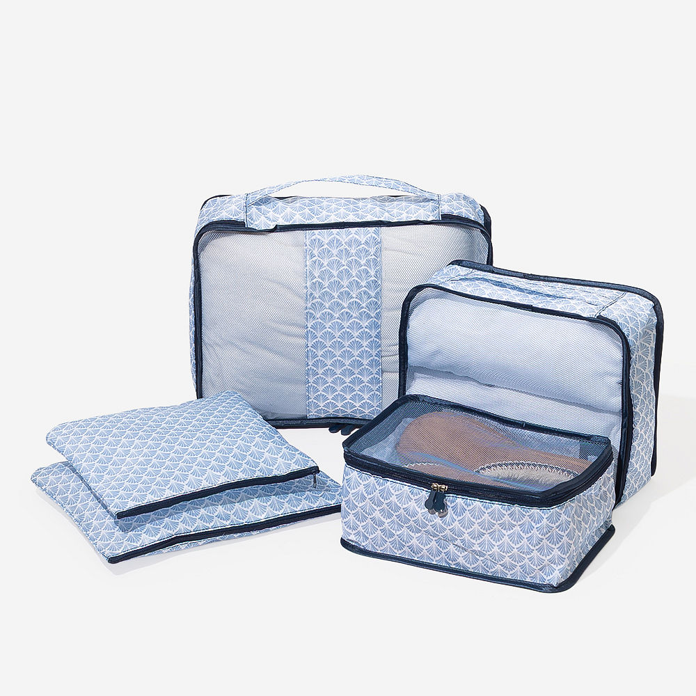 Monogrammed Packing Bag Set | Blue Shells