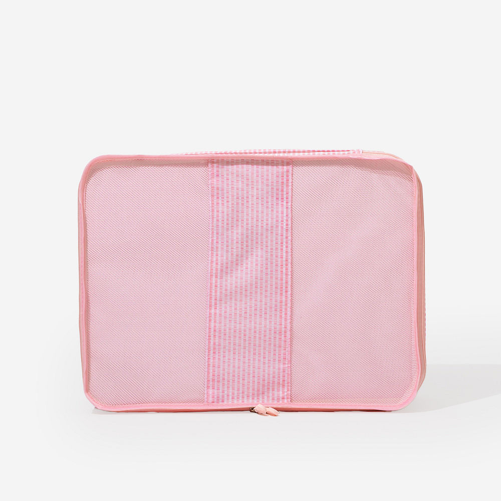 Monogrammed Packing Bag Set | Pink Seersucker