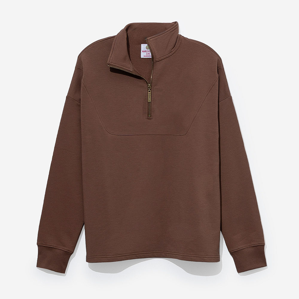 Monogrammed Collared Half Zip Pullover | Chocolate