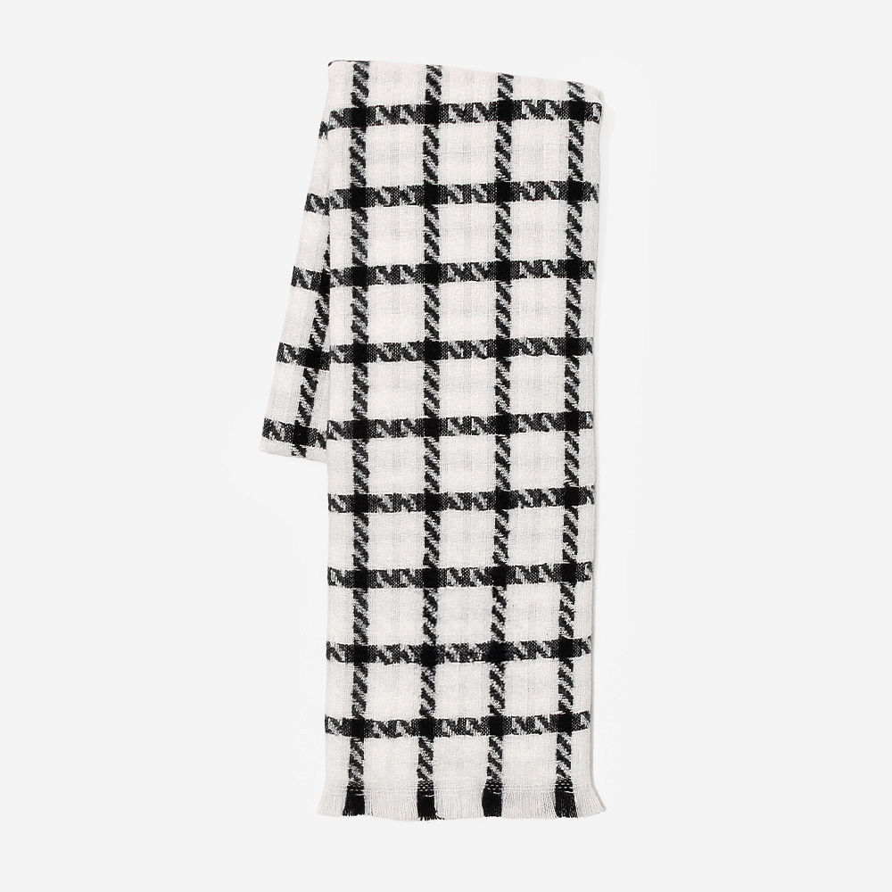 Monogrammed Plaid Scarf | Black/White