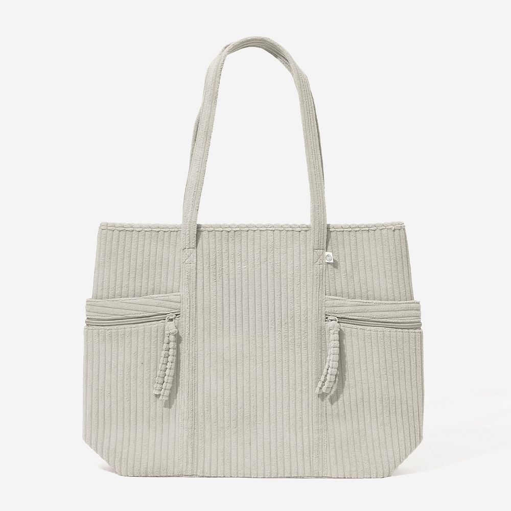Monogrammed Pocket Tote Bag | Taupe Grey