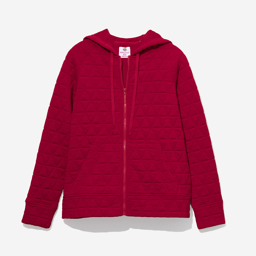 Monogrammed Quilted Hoodie | Red