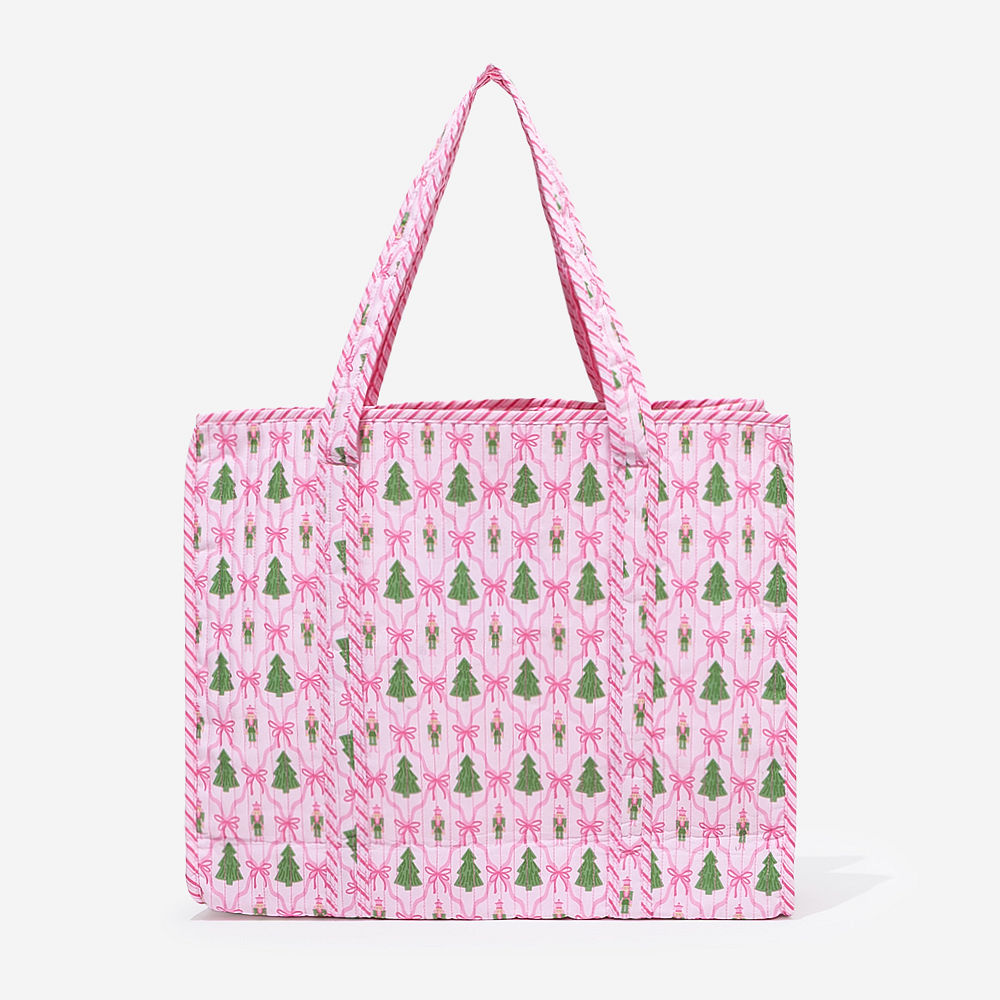 Monogrammed Quilted Tote Bag | Christmas Lattice