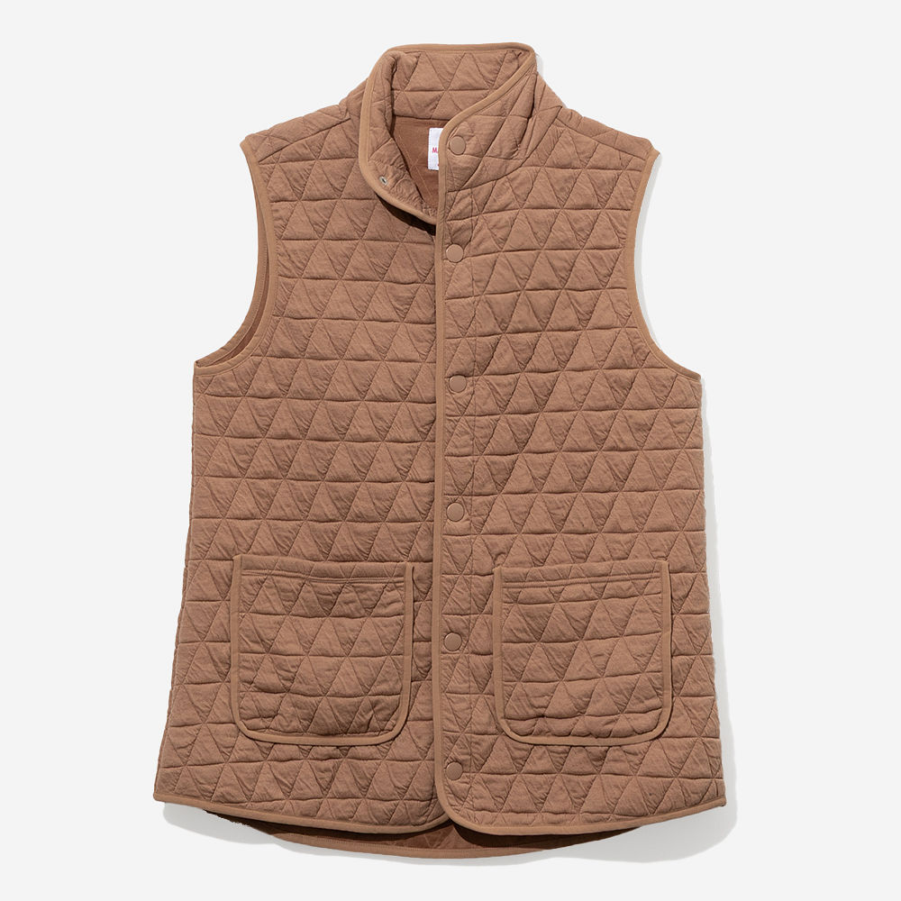 almond quilted vest on peyton