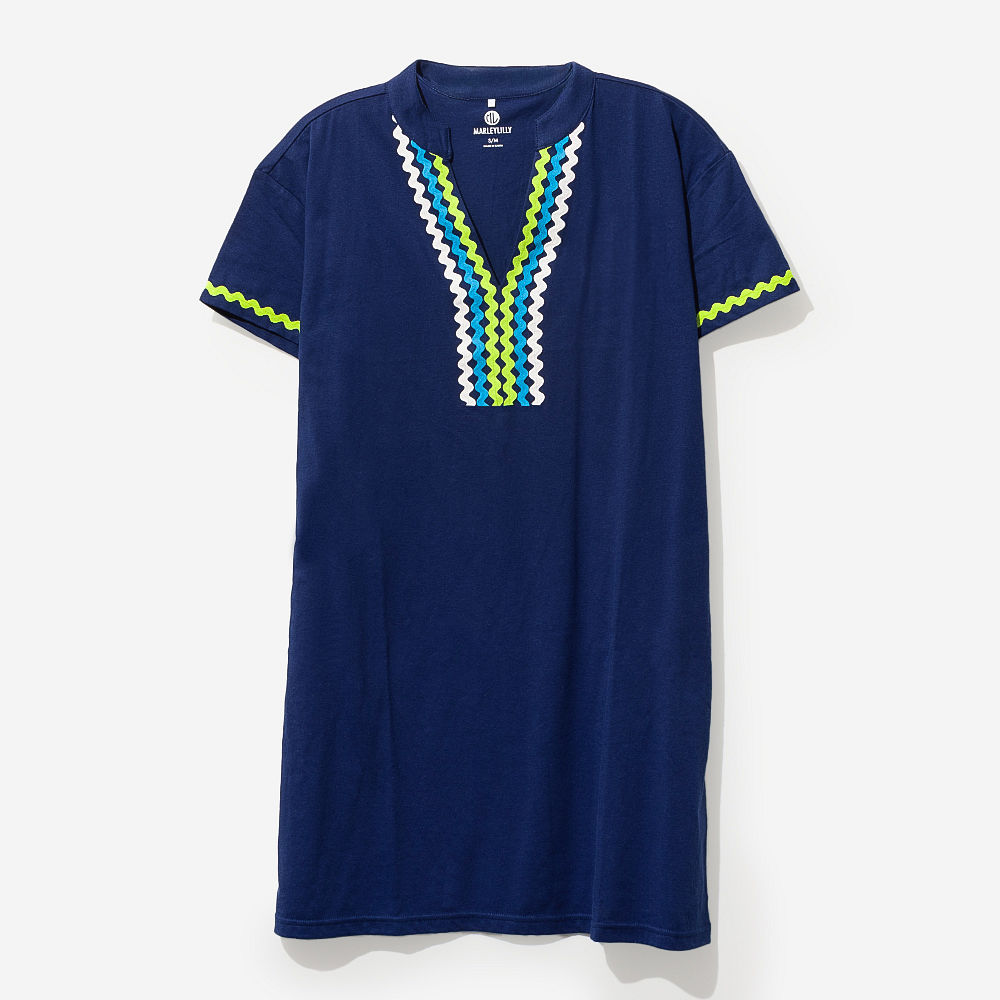 close up of monogrammed ric rac cover up