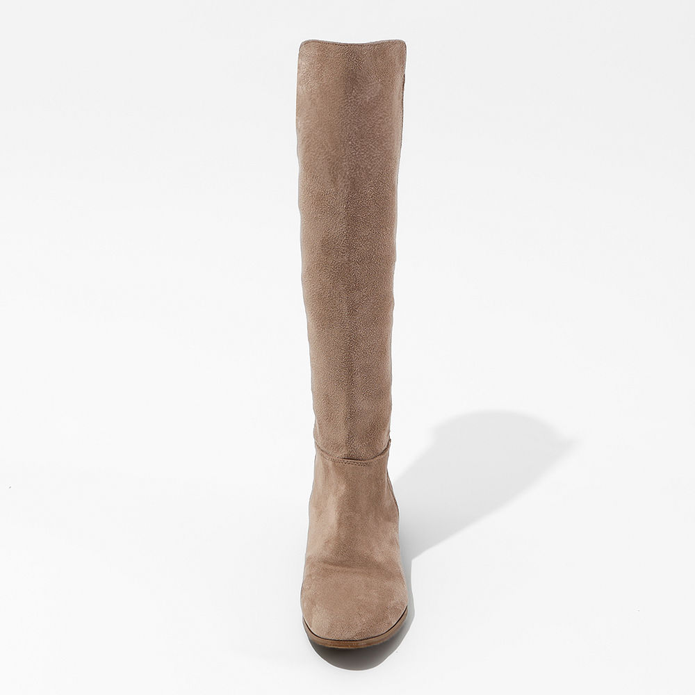 black riding boots with plaid dress with gray monogram