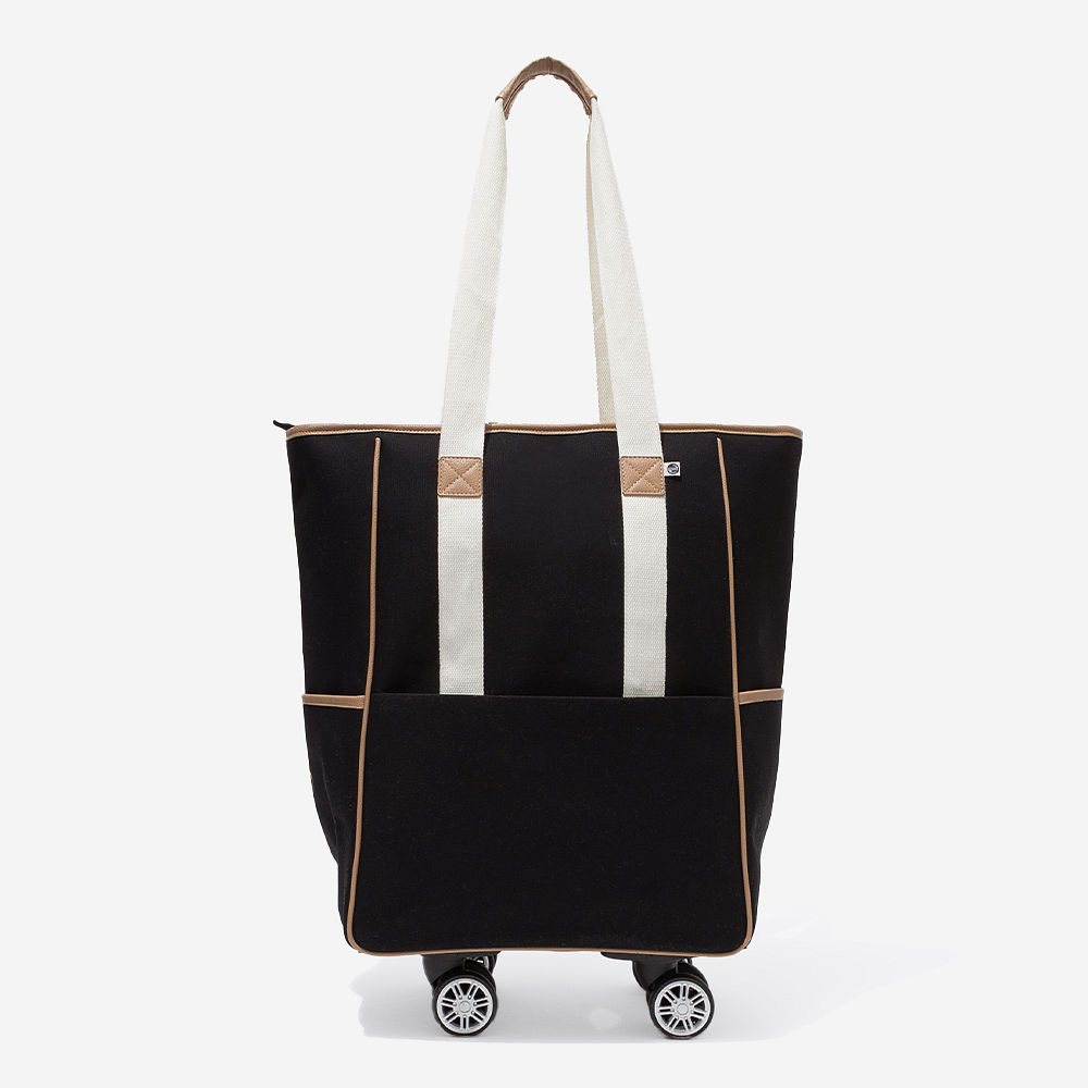 Monogrammed Rolling Tote | Black