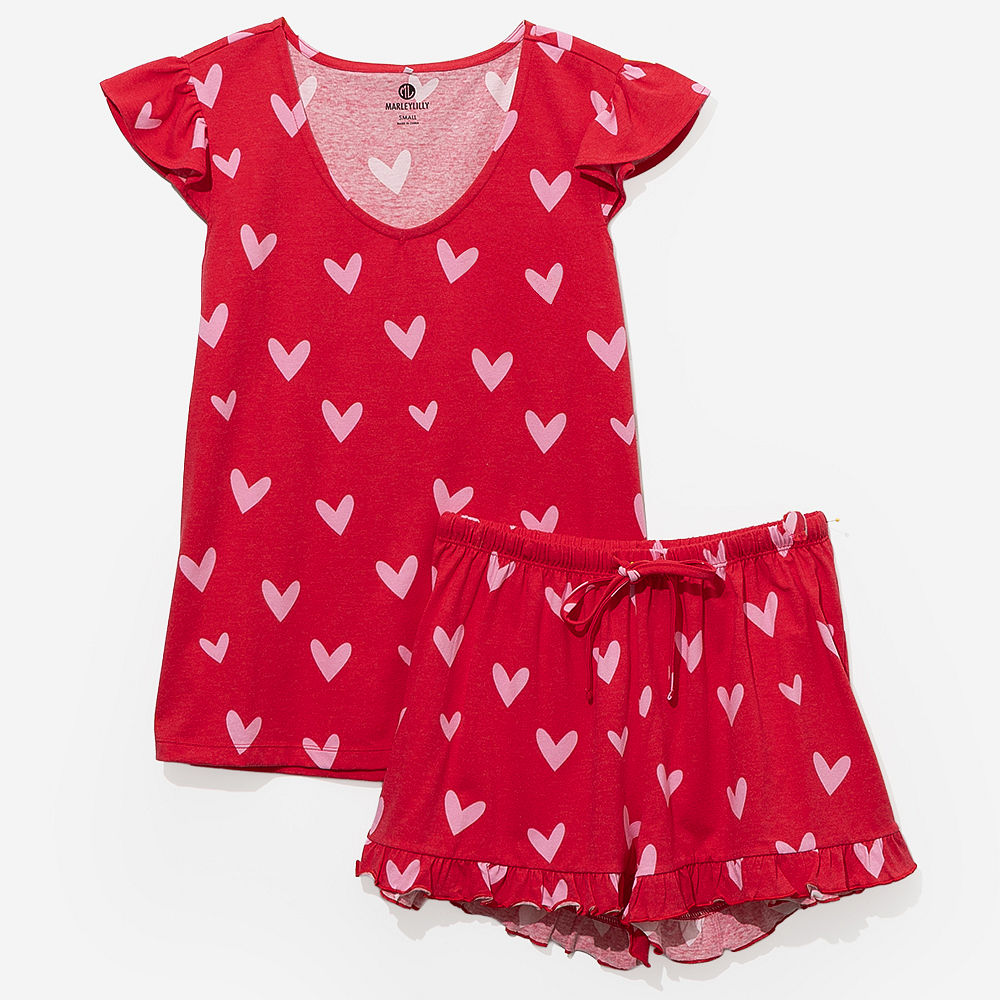 pink and white stripe ruffle pajamas on peyton