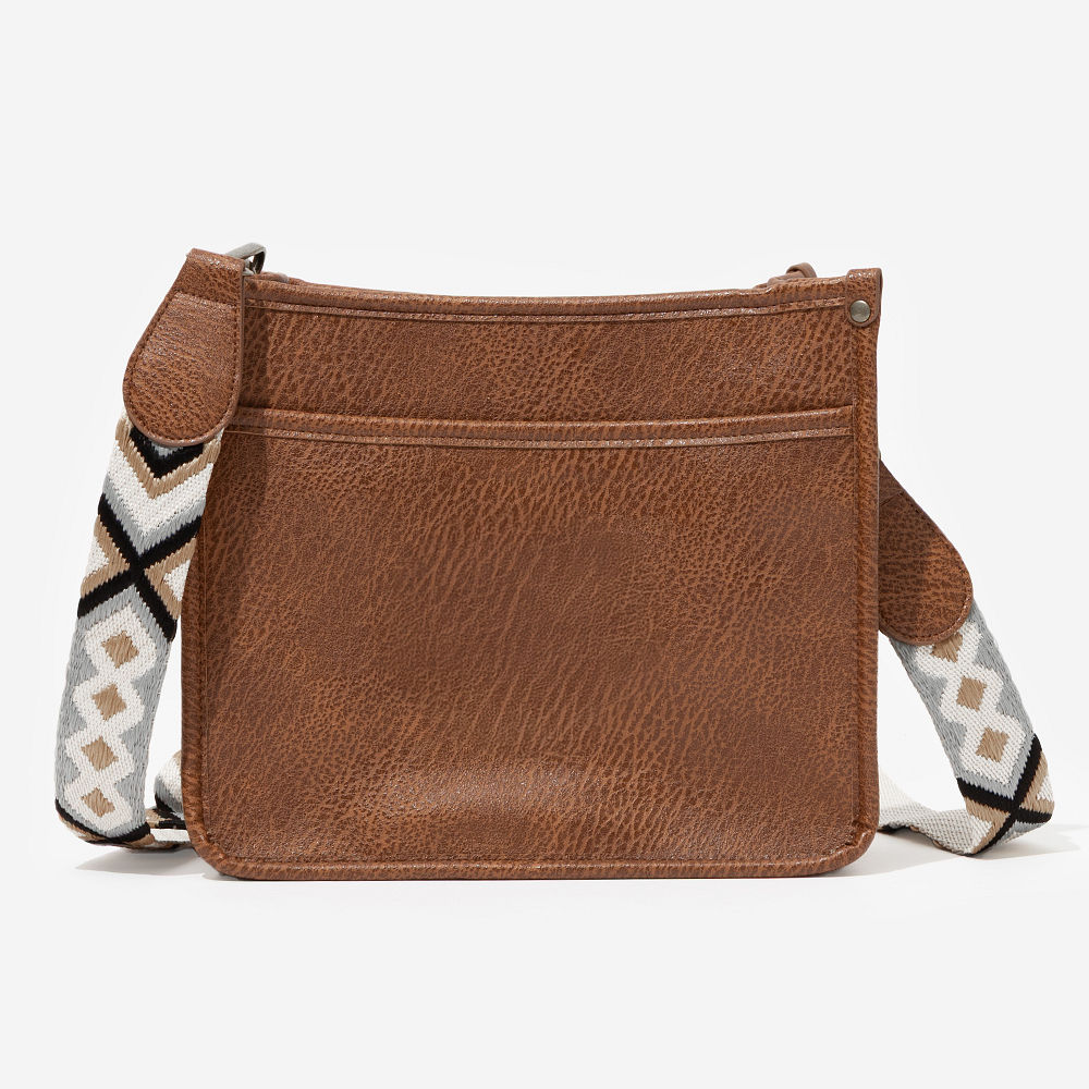 white leopard saddlebag on model