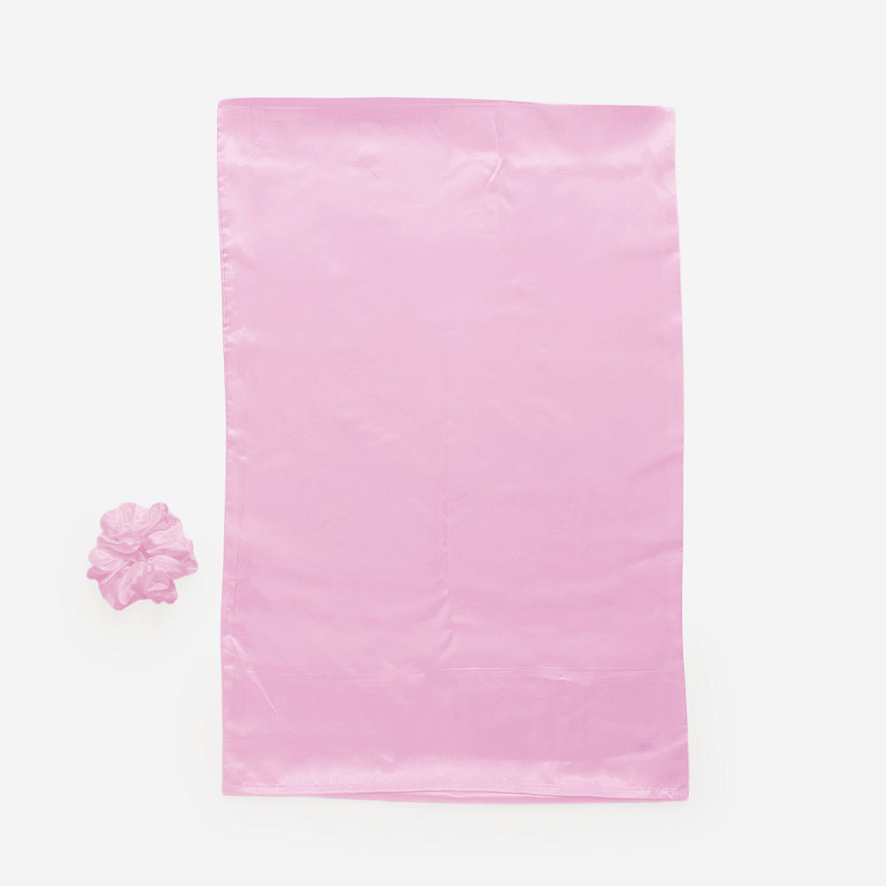 Monogrammed Satin Pillowcase and Scrunchie Set | Pink