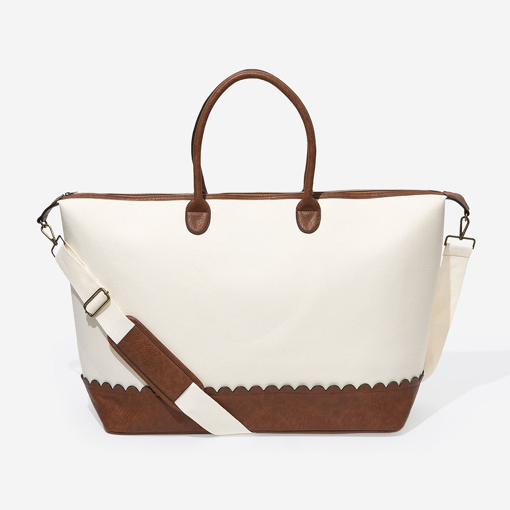 Monogrammed Scallop Vintage Weekender | Ivory