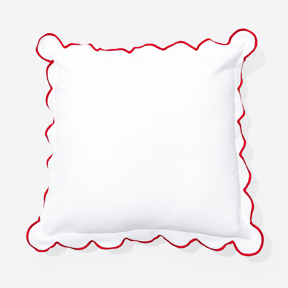 Monogrammed Scalloped Pillow Sham | Red