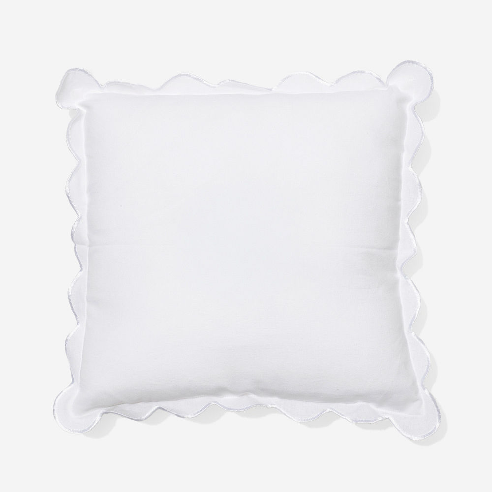 monogrammed square scalloped pillow sham with navy monogram