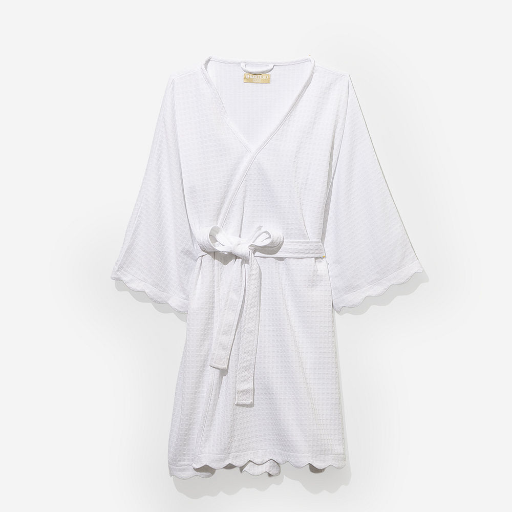 pink and white scalloped robes detail shot