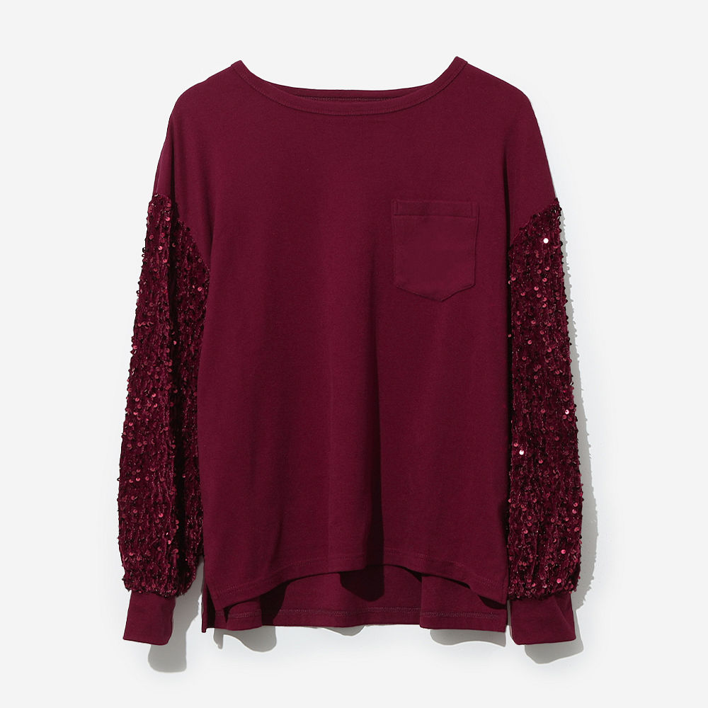sequin sweatshirts up close