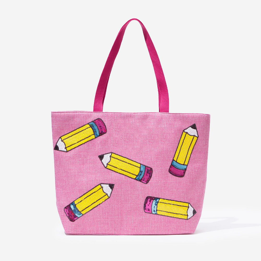 Monogrammed Sequin Tote Bag | Pink Pencils