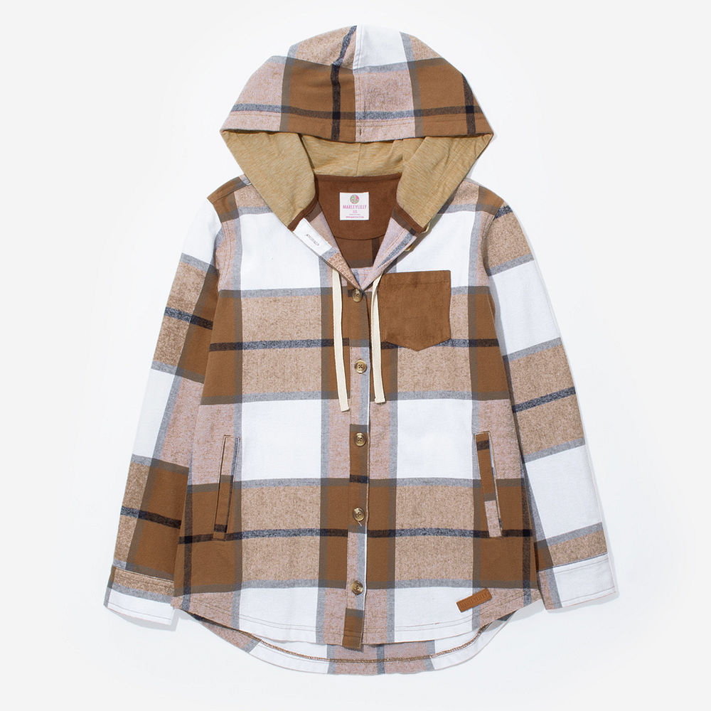 hickory/plaid shacket flatlay