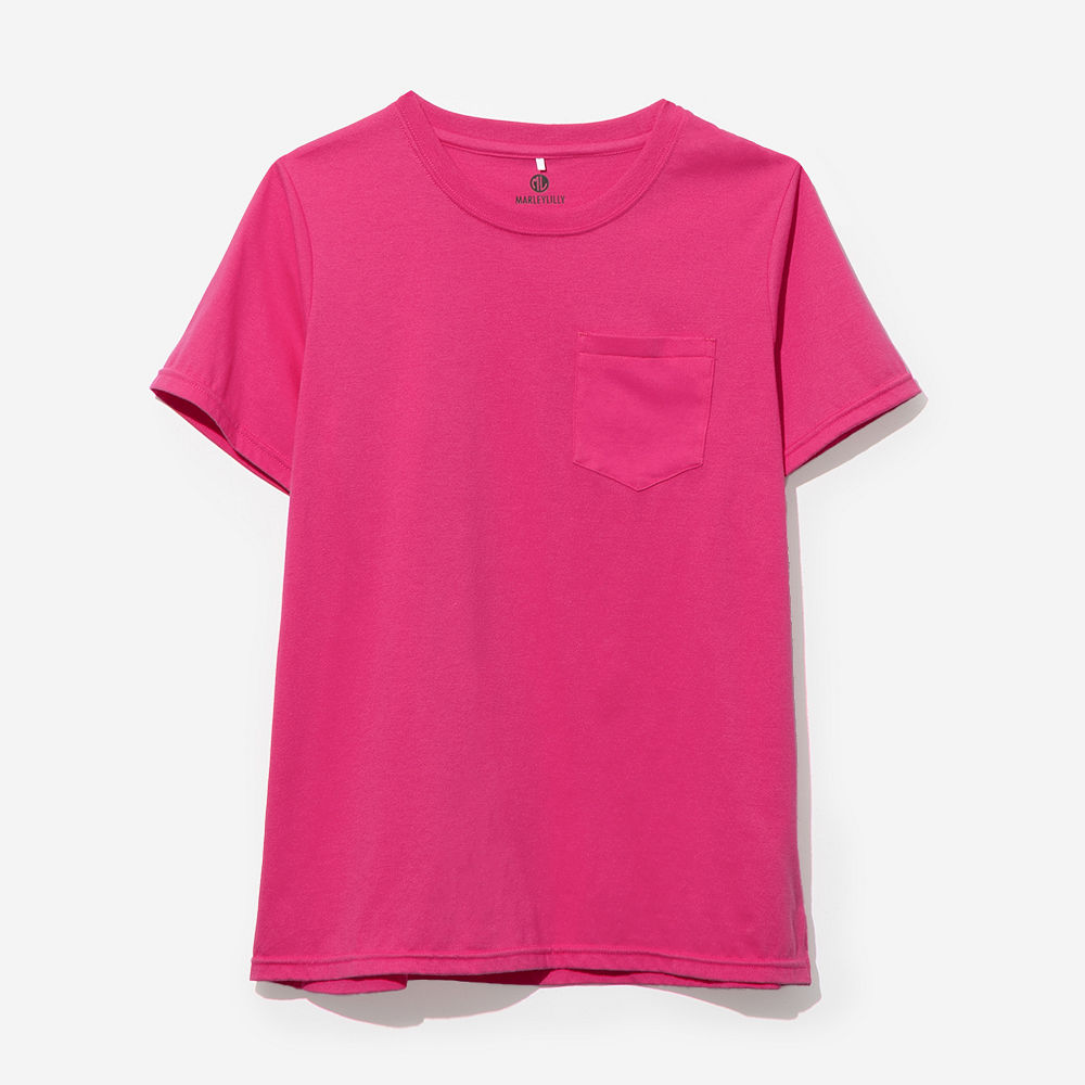 green short sleeve shirt on julia ann - back view