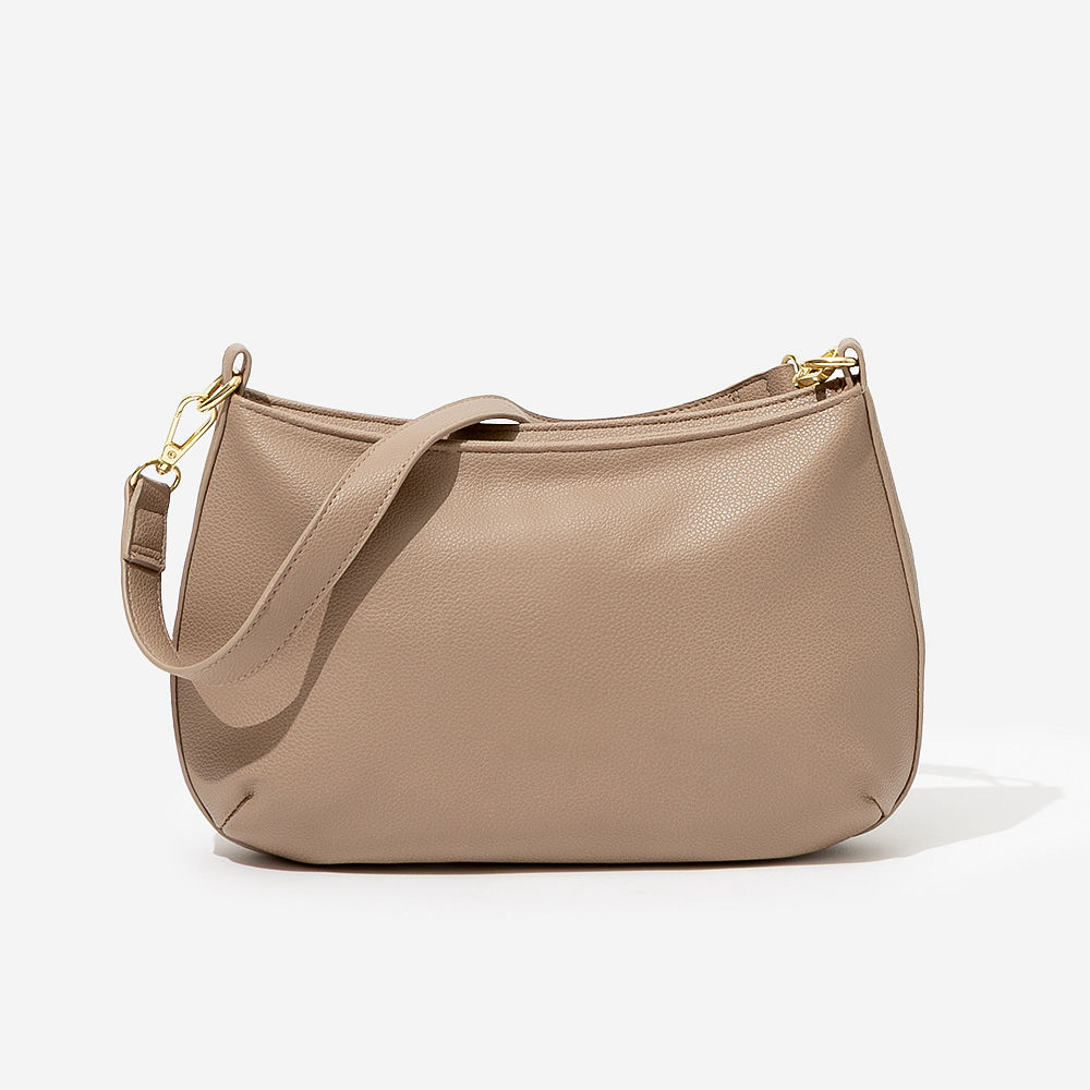 personalized taupe shoulder bag