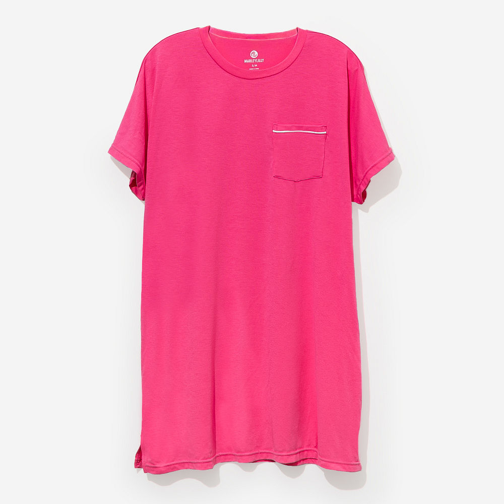 back of hot pink sleep tee