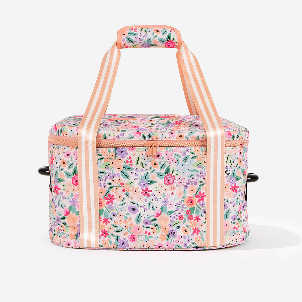 personalized slow cooker carrier in coral floral