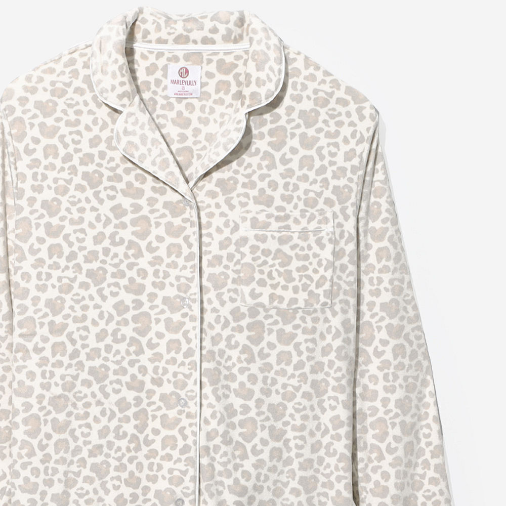 pink cheetah and snow leopard softspun monogrammed pajama sets