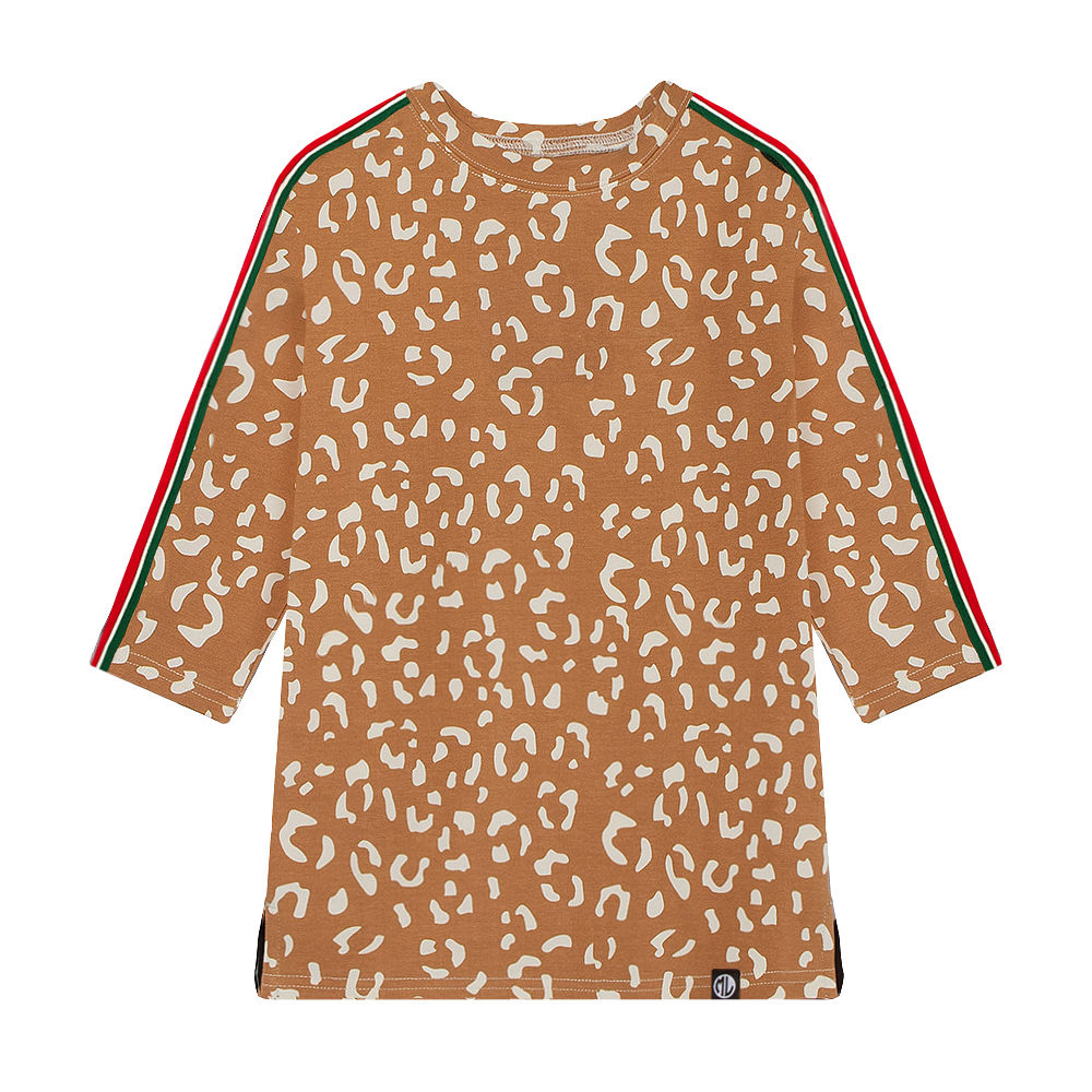 monogrammed girls caramel leopard stripe dress