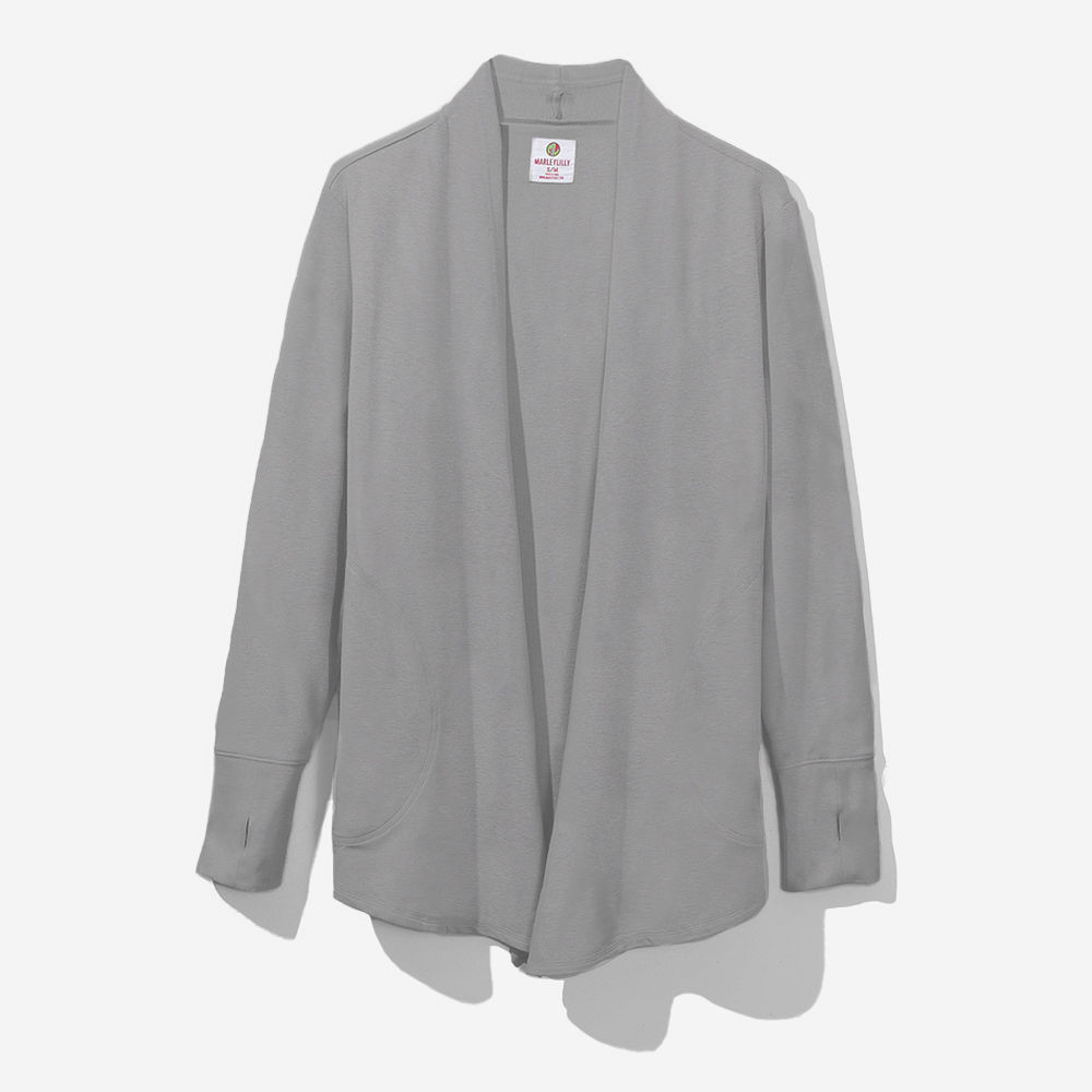 Monogrammed Sweatshirt Cardigan in Heathered Gray