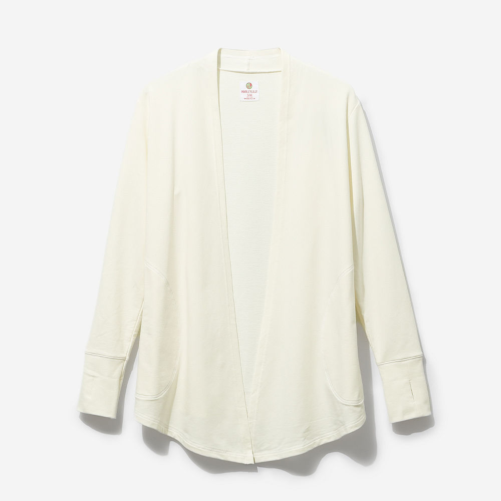 Monogrammed Sweatshirt Cardigan in Heathered Gray