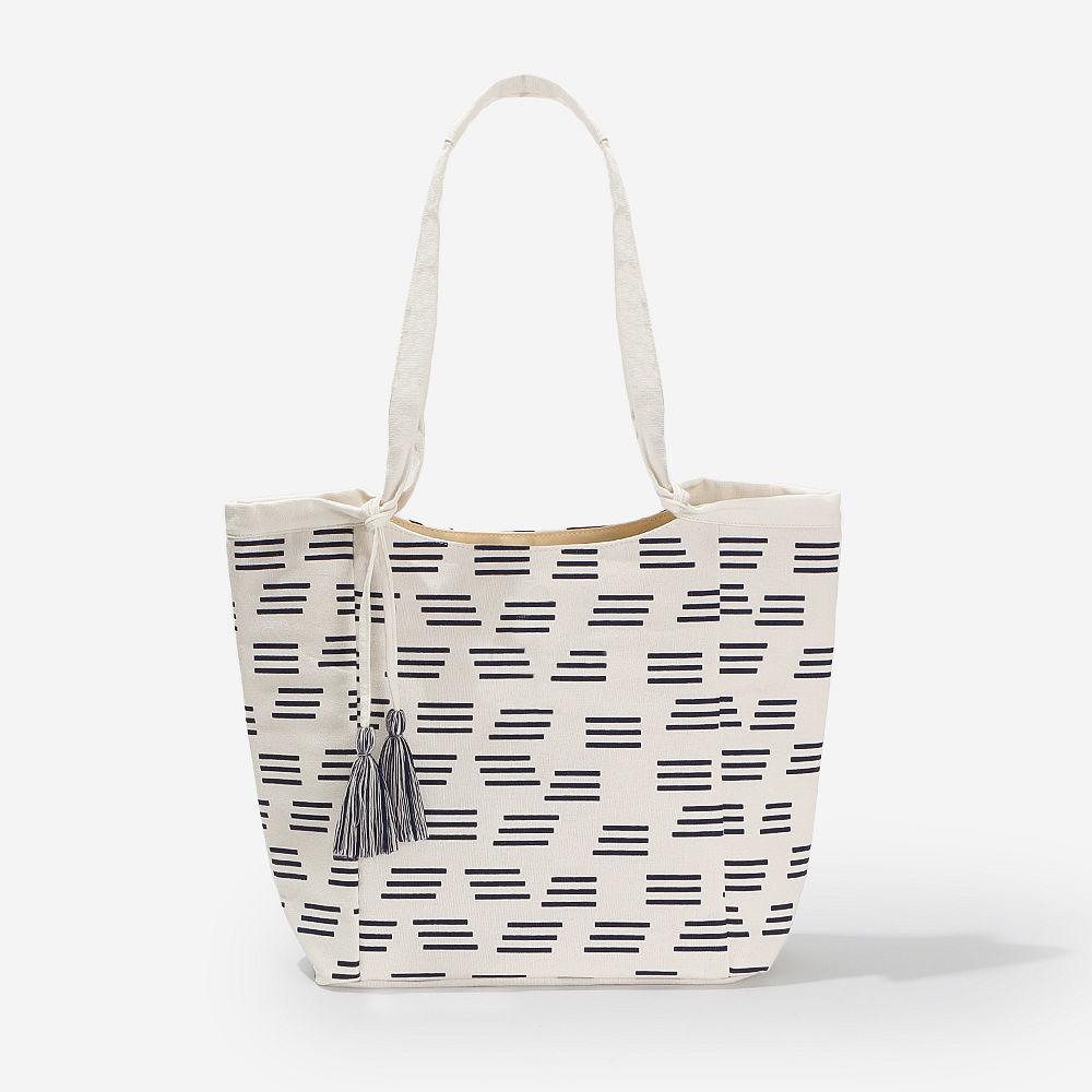 navy carry all tote on porch with red monogram