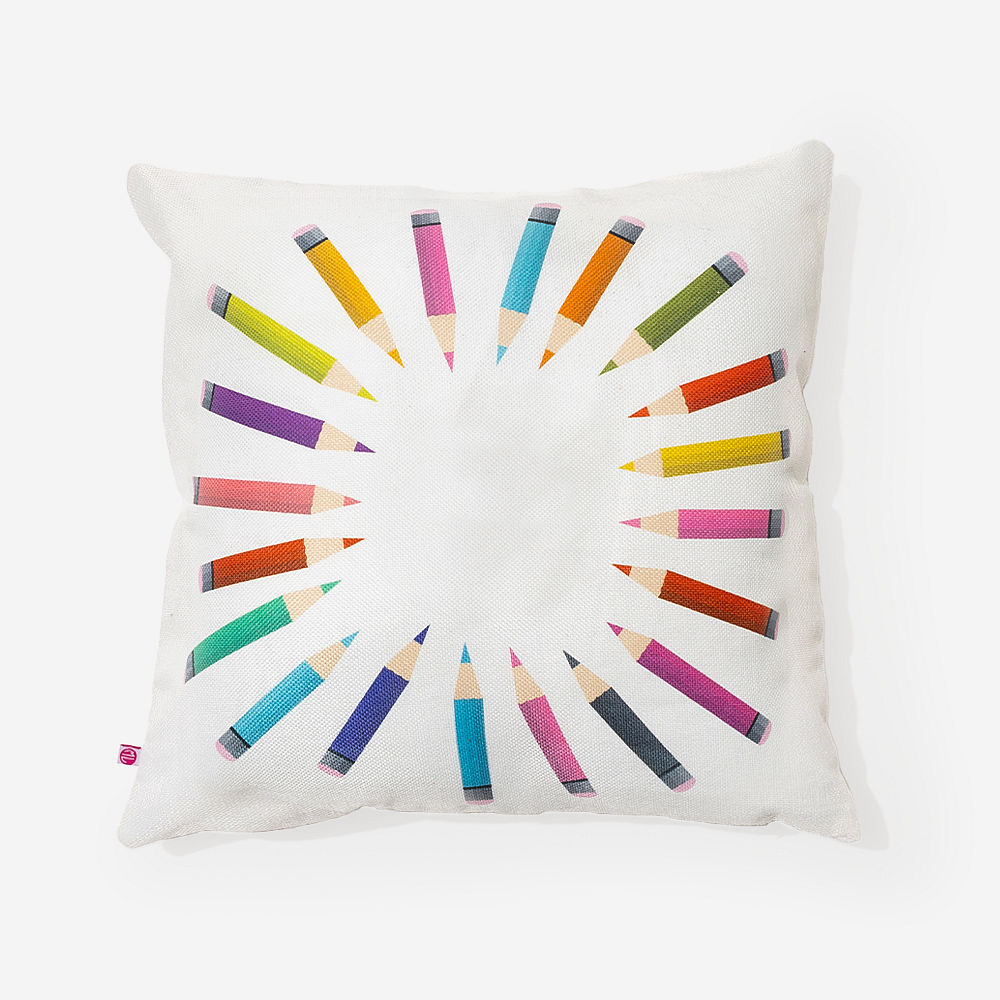 teacher monogrammed pillow sham in apples and books outside