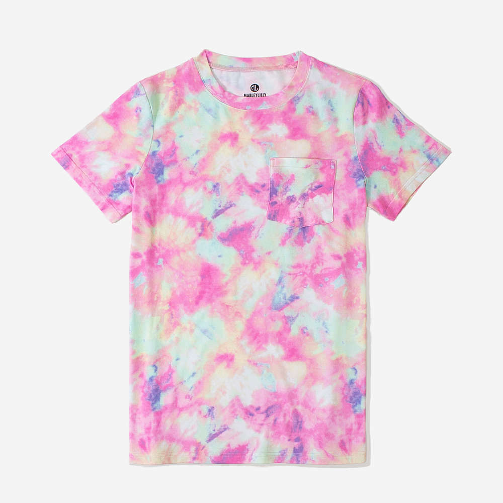 Personalized Rainbow Tie Dye Pocket Tee