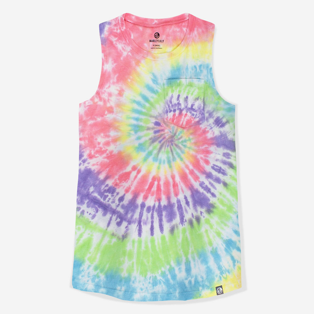 Personalized Tie Dye Pocket Tank Top Marleylilly