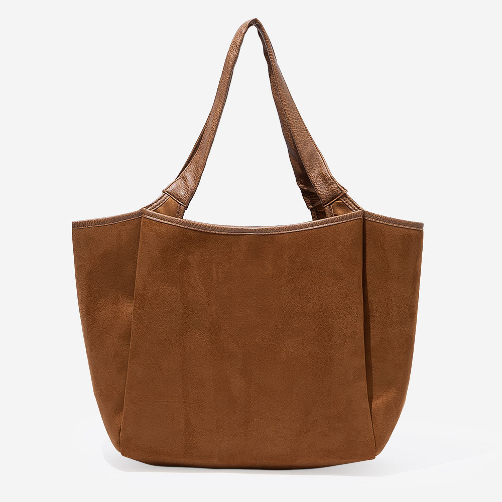 Monogrammed Timeless Tote Bag | Brown Suede