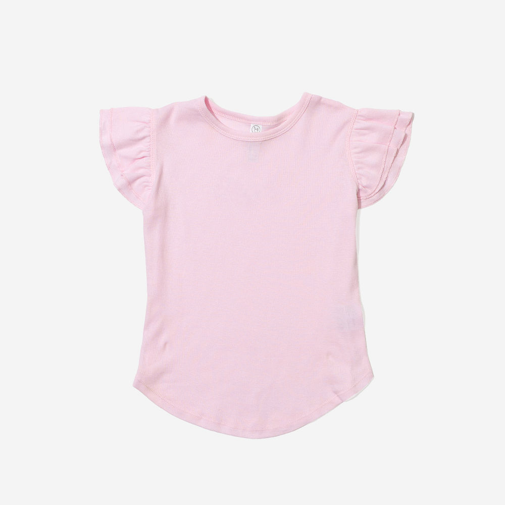 Monogrammed Toddler Flutter Sleeve Top | Light Pink