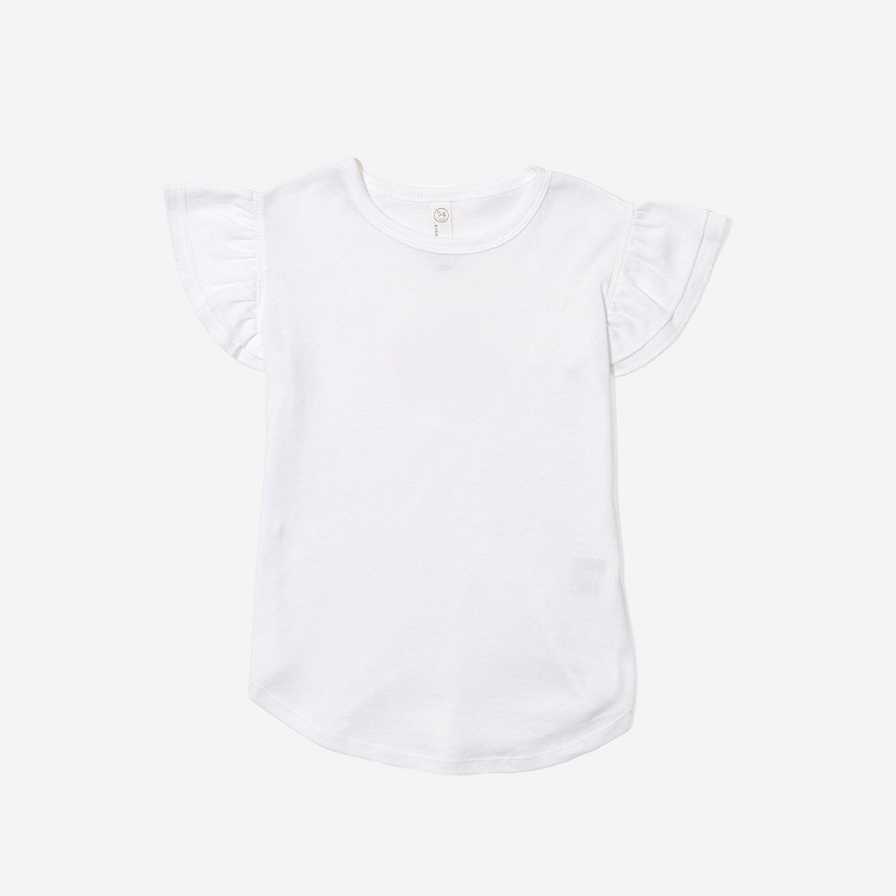 Monogrammed Toddler Flutter Sleeve Top | White