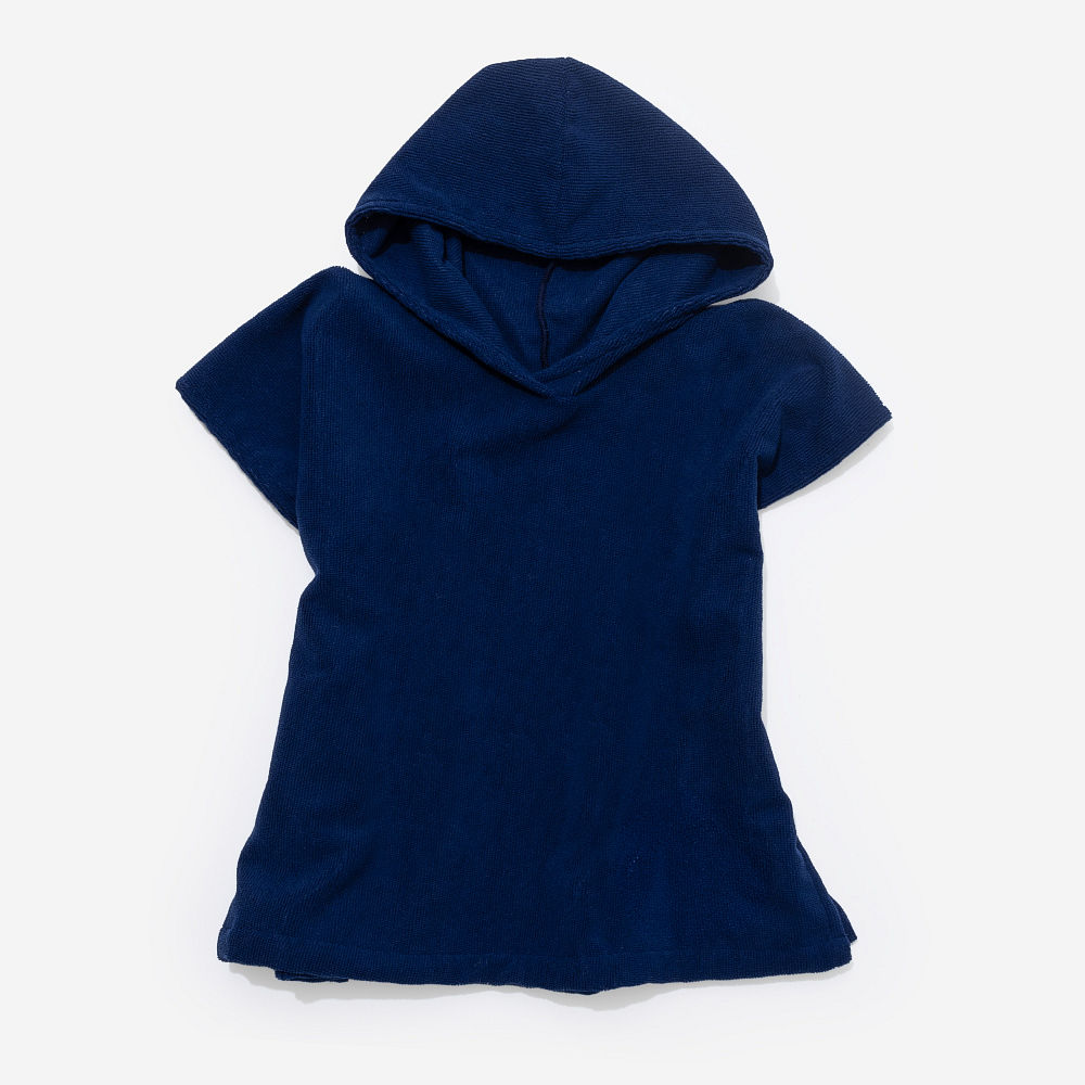 boys monogrammed toddler hooded towel poncho in navy with swim trunks