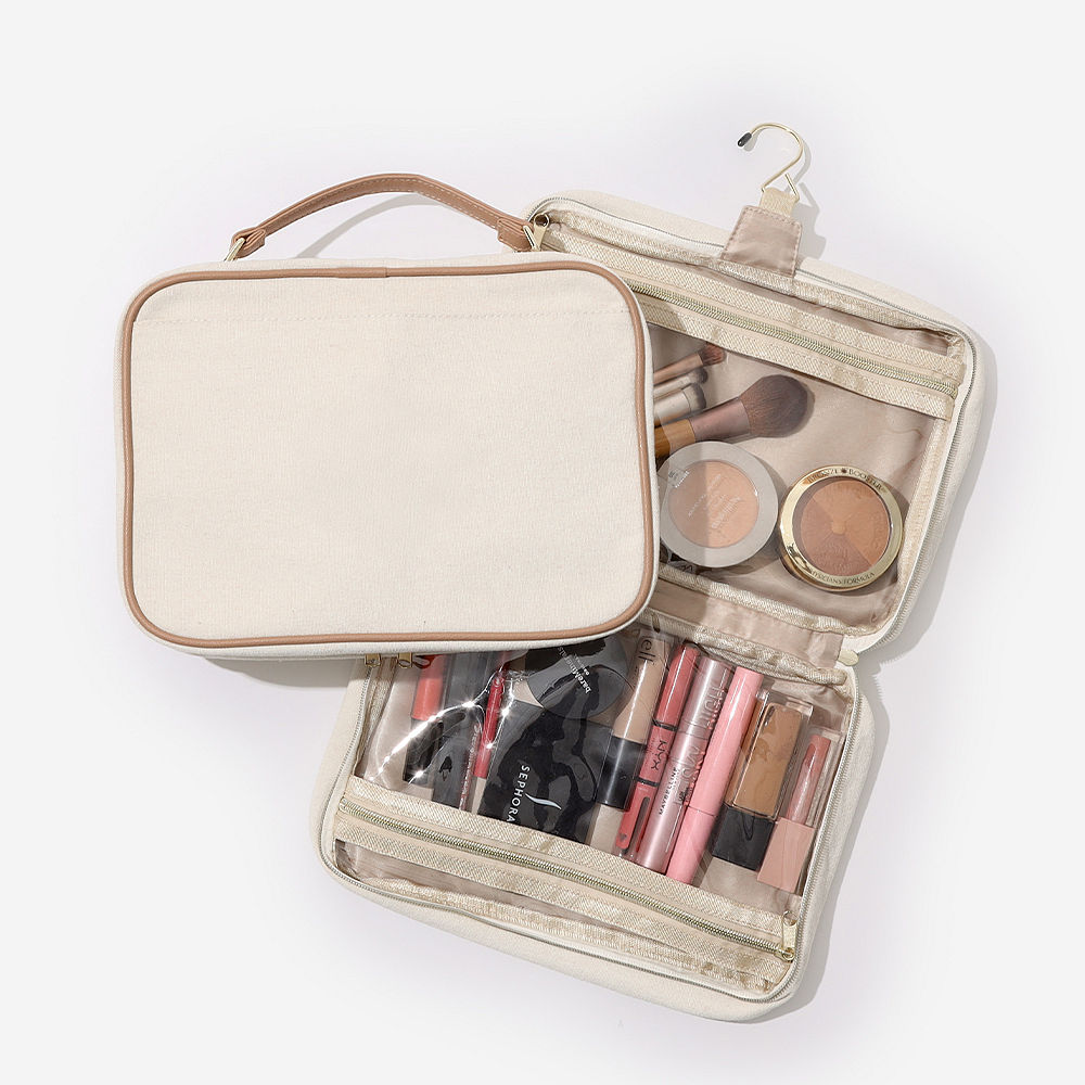 ivory travel toiletry bag studio shot