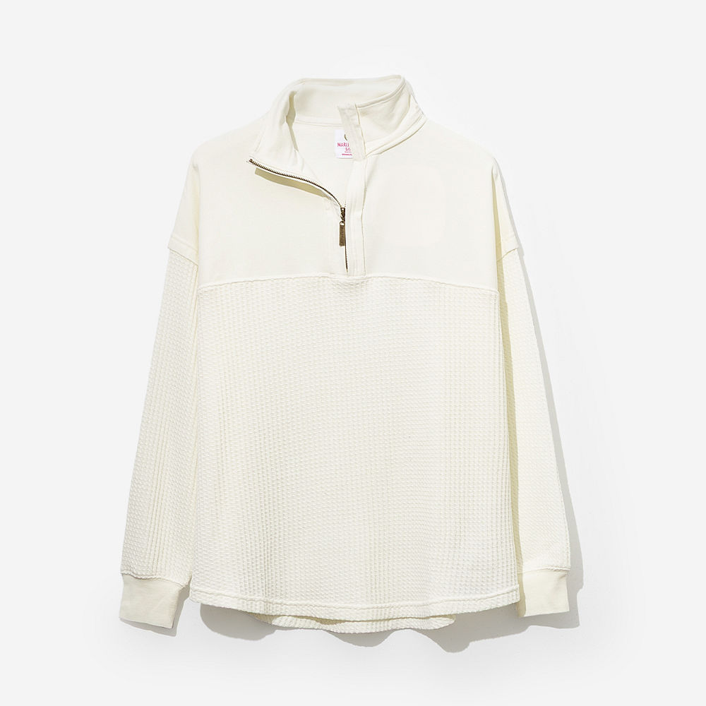 back of pine waffle knit pullover