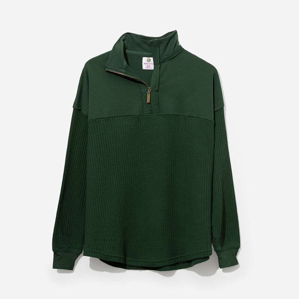 Monogrammed Waffle Knit Pullover | Pine