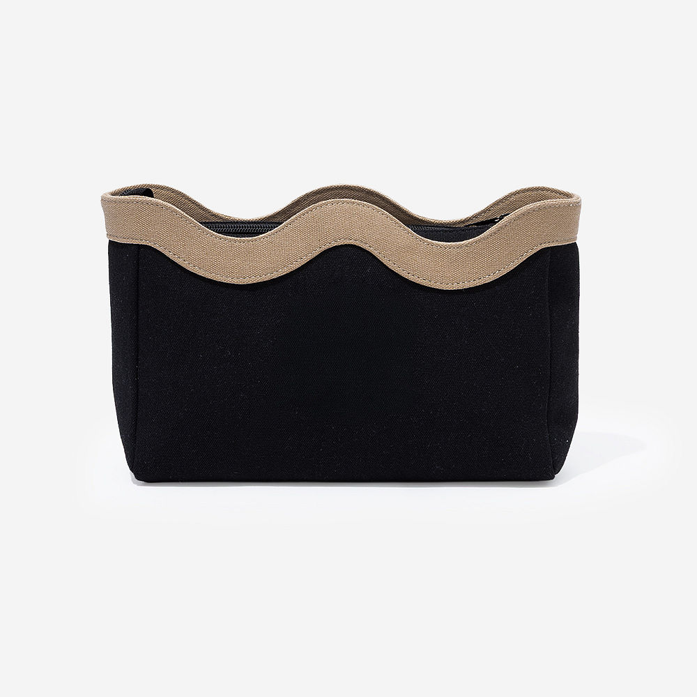 Monogrammed Wavy Top Cosmetic Bag | Black