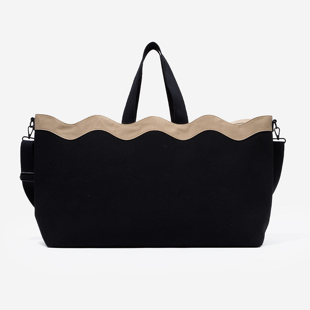 Monogrammed Wavy Top Weekender | Black