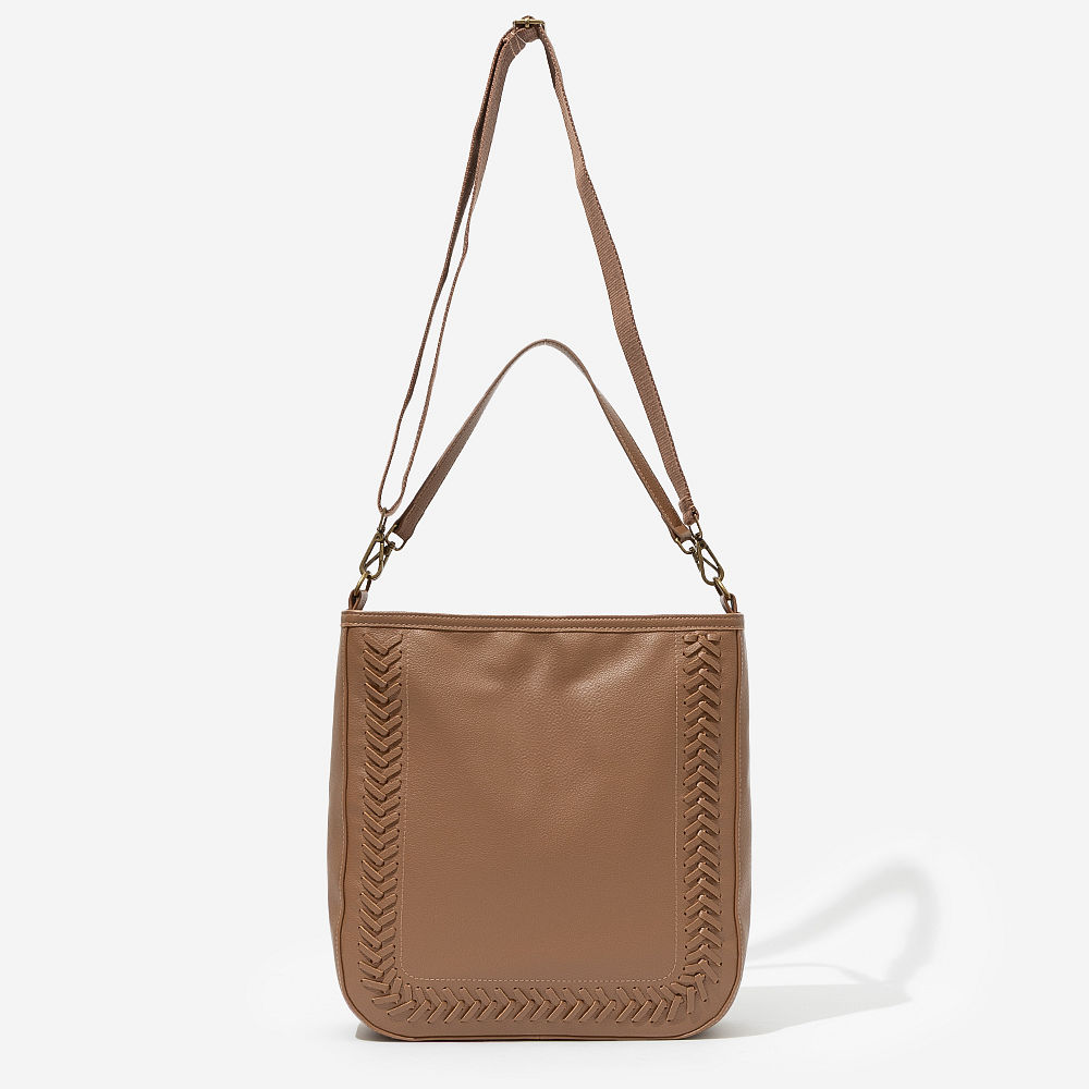 monogrammed brown whipstitch hobo purse