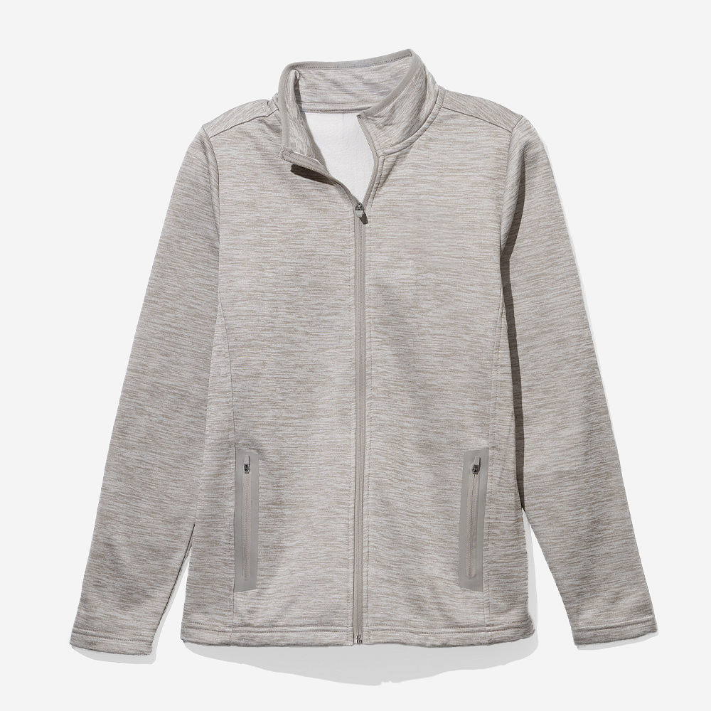 Monogrammed Heathered Full Zip Jacket | Oatmeal