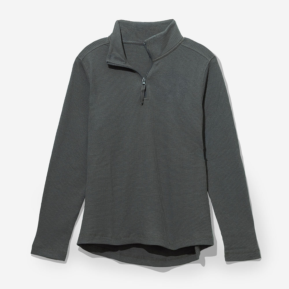 Monogrammed Lightweight Waffle Quarter Zip Pullover | Charcoal